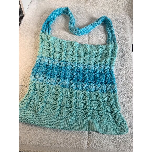 Handmade Aquamarine Hand Crocheted Handbag - Picture 9 of 10